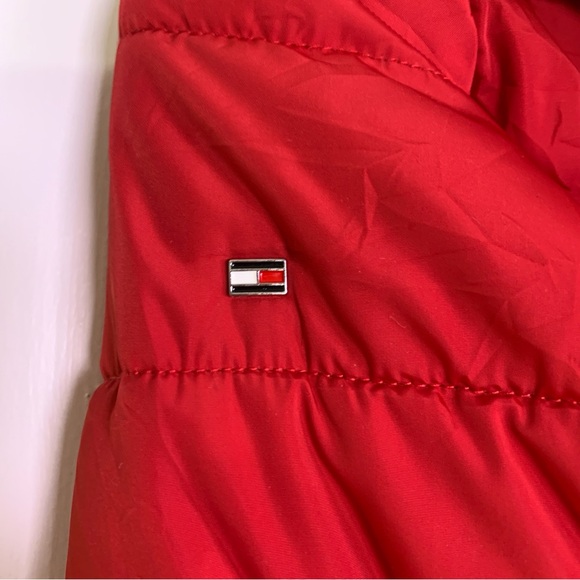 Tommy Hilfiger Red Puffer Coat Winter Warm Jacket Hood Women’s XS Extra Small - Picture 9 of 11
